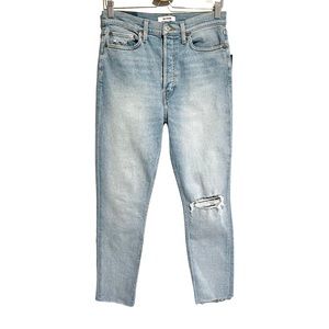 Re/Done Button Fly '90s High Waist Tapered Skinny Jeans Light Wash
